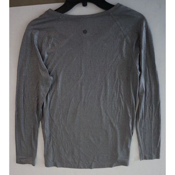 Lululemon Athletica Women's Size 6 Gray Metallic Long Sleeve Shirt - Picture 7 of 9